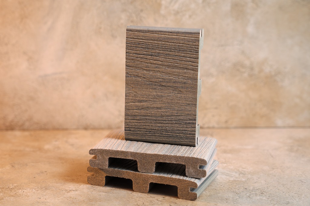 WPC hollow-core composite decking and wall cladding board sample