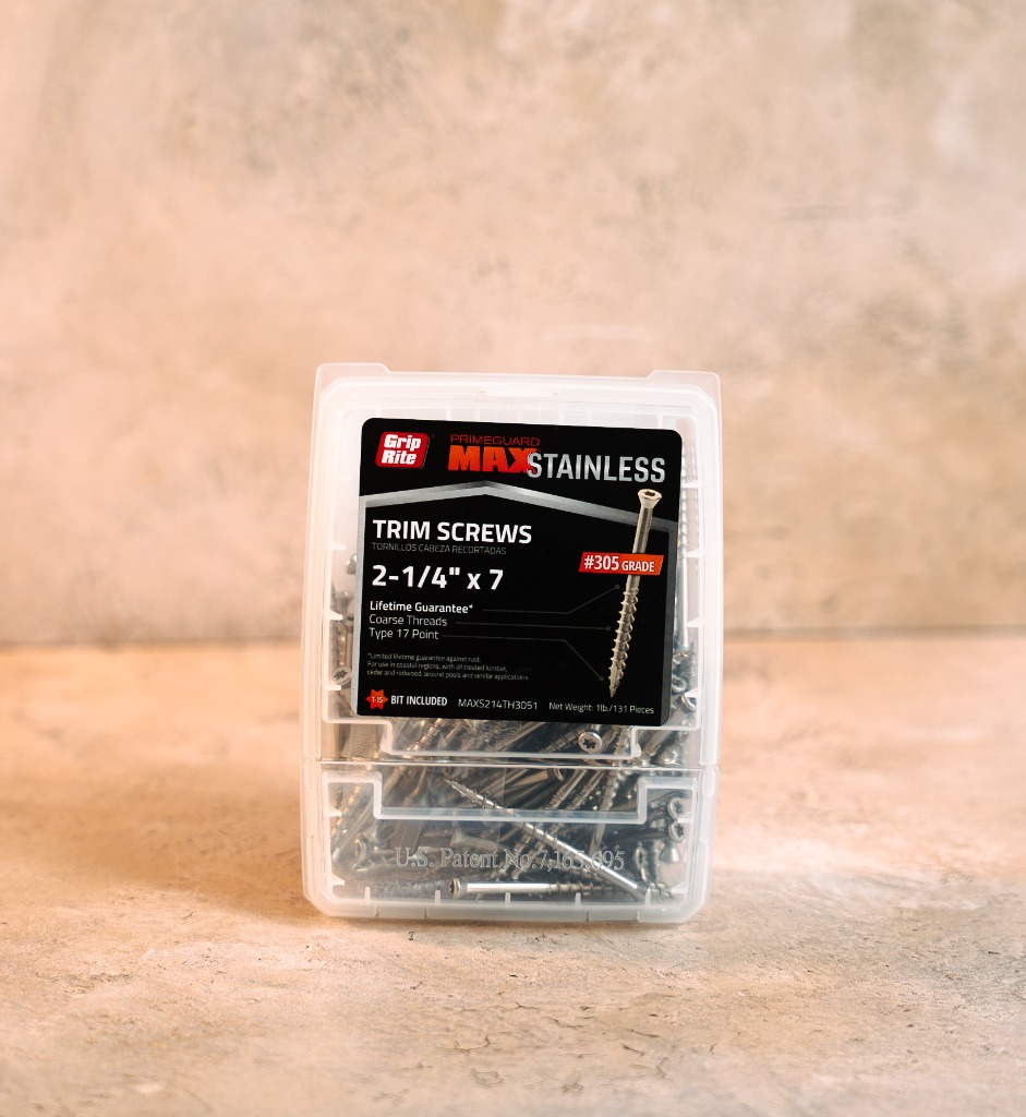 Grip-Rite PrimeGuard MAX 305 grade stainless steel trim screws tub