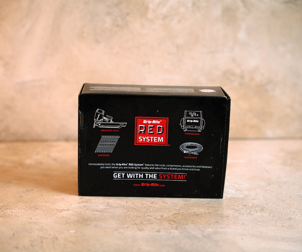 Grip-Rite RED System professional pneumatic fasteners box back